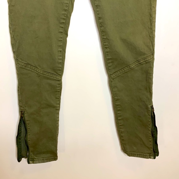 BDG | Moss Green Straight Moto Jeans | Skinny | Bottom Leg Zippers Size 26 - Picture 3 of 11